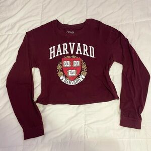 Maroon, Harvard XL, long sleeve crop shirt